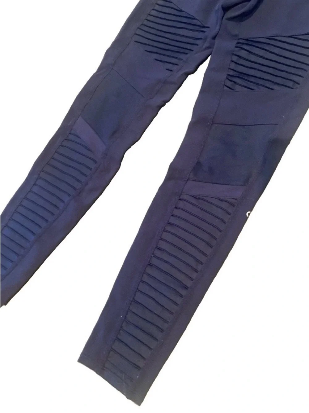 ALO Yoga High-Waist Moto Leggings Women's M Rich Navy Blue Ribbed Mesh Pant